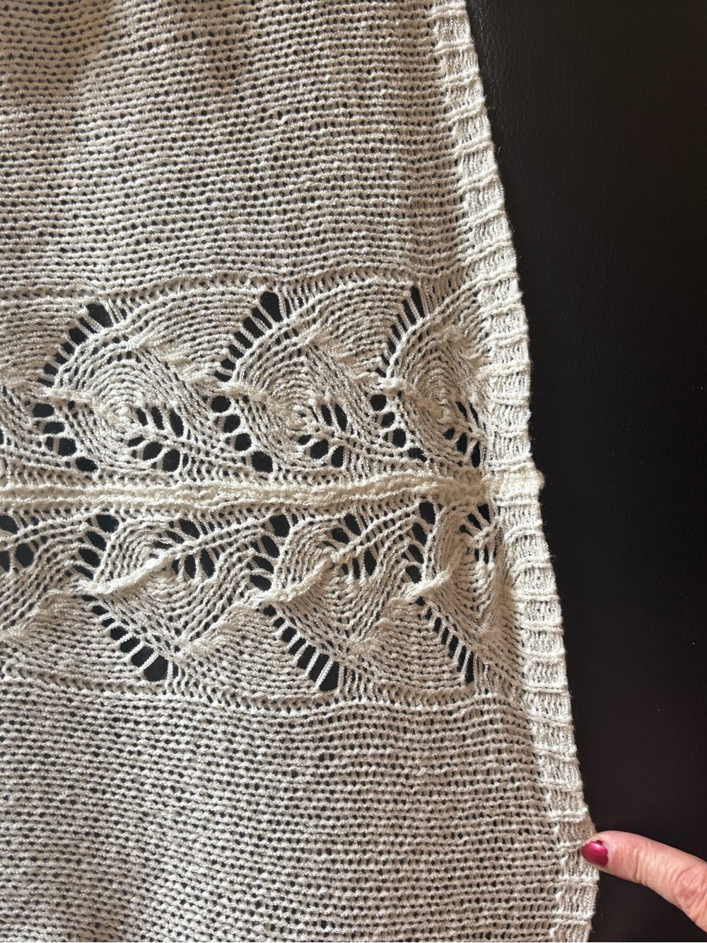 DAVI & DANI Cream Open-Front Knit Cardigan with Lace-Back Detail - Picture 5 of 9